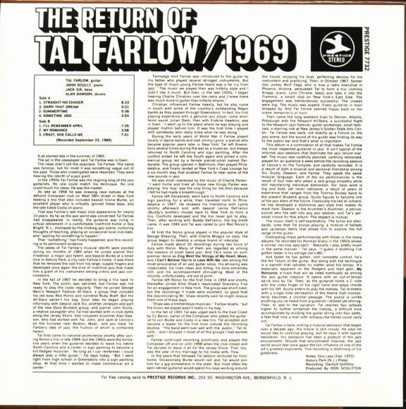 JVC再版爵士吉他名盘《The Return Of Tal Farlow1969》[wav](423.30M)
