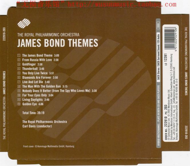 SACD-S0018 英国皇家爱乐乐团 007电影占士邦纪念专辑 The Royal Philharmonic Orchestra - James Bond Themes(2.29G)